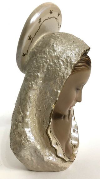 Vintage Columbia Statuary Virgin Mary Madonna Chalkware Statue Bust Italy Rare 5