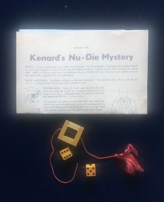 Vintage Wooden Kenard ' s Nu - Die Mystery Magic Trick Dice Penetration 1950 ' s 3