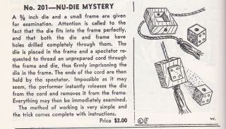 Vintage Wooden Kenard ' s Nu - Die Mystery Magic Trick Dice Penetration 1950 ' s 4