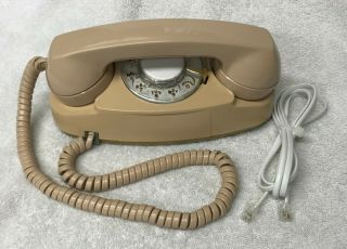 Vintage 1960s Western Electric Princess Light Brown Rotary Dial Desk Top Phone