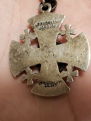 Vintage Sterling Silver Crusaders Cross Jerusalem Pendant Necklace 5