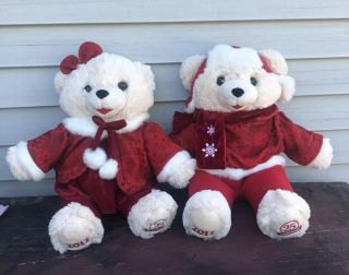 Set Of 2 Dandee Snowflake Xmas Teddy Bear Boy/girl 2011 25th Anniversary Plush