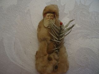 Antique 1900’s Folk Art Santa Claus Cotton Christmas Ornament Vintage Christmas