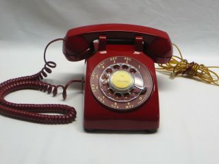 Vintage Rotary Dial Red Bell System Western Electric Telephone 500dm