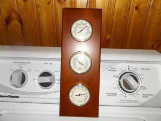 Vintage Wooden Weather Station Thermometer.  Barometer.  Hygrometer Wood