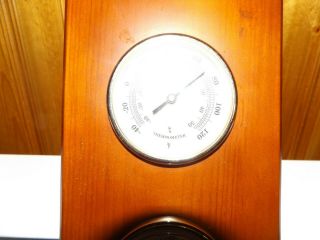 vintage wooden Weather station Thermometer.  Barometer.  Hygrometer Wood 2