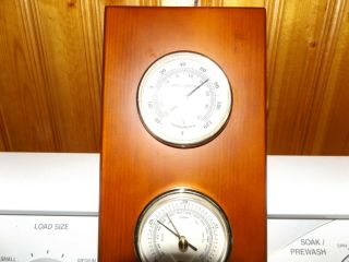 vintage wooden Weather station Thermometer.  Barometer.  Hygrometer Wood 3
