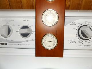 vintage wooden Weather station Thermometer.  Barometer.  Hygrometer Wood 5