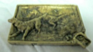 Vintage Virginia Metal Craft Brass Setter Pointer Hunting Dog Ashtray Ad Piece 3