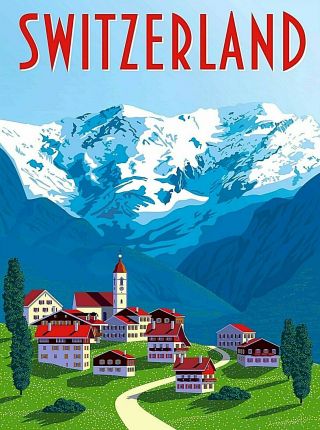 Suisse Swiss Switzerland Scenic Retro Travel Home Wall Decor Art Poster Print