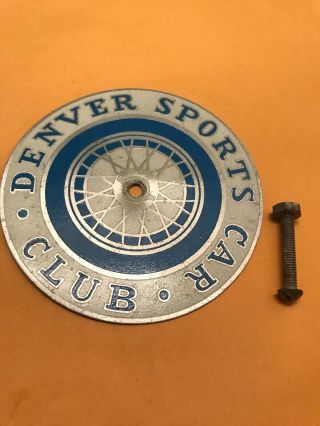 Grill Badge License Plate Topper Vtg Auto Denver Sports Car Club 50 - 60s Colorado