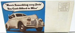 1940 Pontiac Special Six Sales Brochure Mailer Very Good