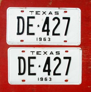 1963 Texas Pair De - 427 License Plates