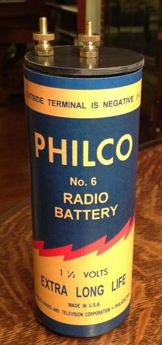 Antique Refillable 6 Philco Dry Cell Battery Telephone,  Radio,  Lantern