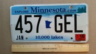 License Plate,  Minnesota,  457 Shape Of Mn Gel