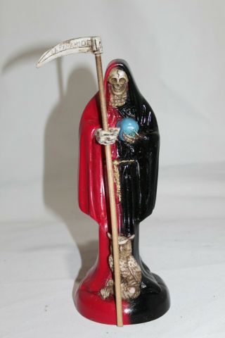 852 Statue Lady Santa Muerte Bicolor Red / Black 9 " Holy Death Duality Amor
