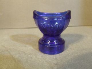 Antique Vintage Eye Wash Cup Cobalt Blue Glass Wyeth Lid 6