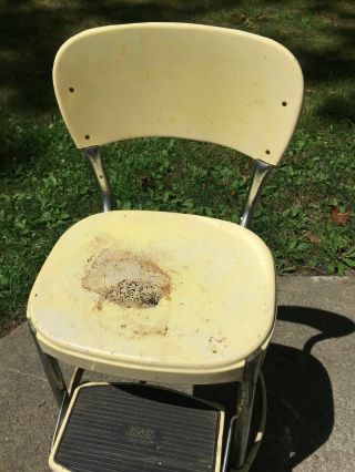 Vintage Mid Century Cosco Step Stool Chair Chrome Metal Folding
