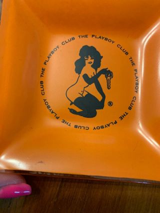 Vtg Playboy Club Orange Glass Ash Tray Key Sexy Trinket Condom Drink 4 