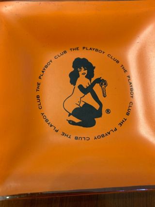 Vtg Playboy Club Orange Glass Ash Tray Key Sexy Trinket Condom Drink 4 