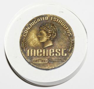 Semed Pharmaceuticals Conjugated Estrogens Menest Medal In Lucite Paperweight