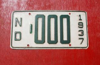 1937 North Dakota Rare 000 License Plate