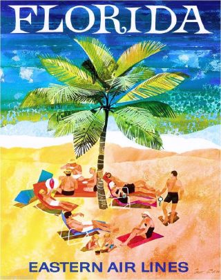 Florida Palm Tree United States Of America Vintage Travel Advertisement Poster