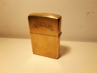 ZIPPO CAMEL,  COMMEMORATIVE,  SOLID BRASS,  1932 - 1990 STAMP,  DOUBLE SIDED,  RARE 3
