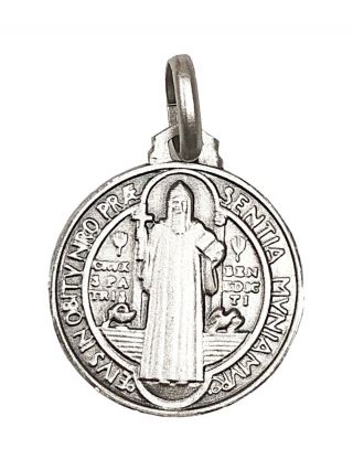 16mm Silver 925 St Benedict Medal Pendant Charm San Benito Medalla Plata - Italy