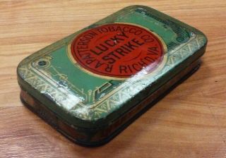 Vintage Lucky Strike Cut Plug Tobacco Tin Box Tobacciana R.  A.  Patterson Tobacco 2