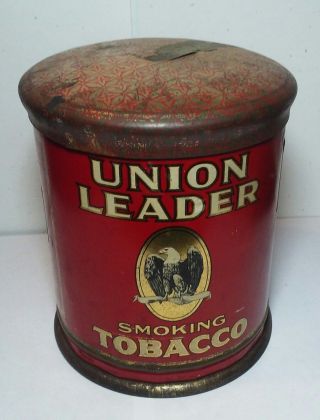 VINTAGE UNION LEADER EAGLE SMOKING TOBACCO HUMIDOR TIN 3