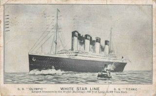 Rare White Star Line Titanic Olympic Building Postcard Apr.  14 1910