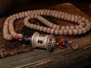 Tibetan Bodhi Seed Lotos Mala Rosary Prayer Wheel Avalokiteshvara Mantra