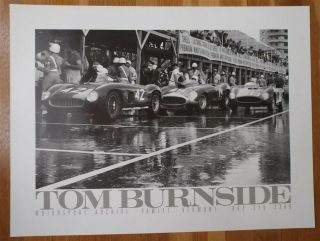 Ferrari Tom Burnside Poster Signed By Tom Cuba Grand Prix 1957 Carroll Shelby