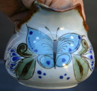 Ken Edwards Mexican Pottery Tonala Creamer Butterfly Design 4