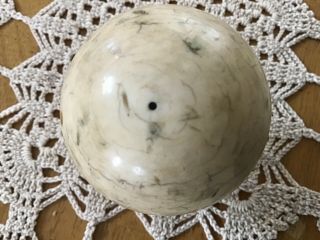 Polished Sphere Cream W/black Streaks,  Antique Billiard Que Ball? 2.  25” - 15