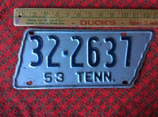 1953 Tennessee State Shape License Plate 32 - 2637 Marshall County
