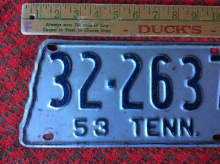 1953 Tennessee State Shape License Plate 32 - 2637 Marshall County 2