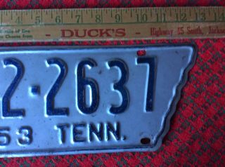 1953 Tennessee State Shape License Plate 32 - 2637 Marshall County 3