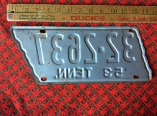 1953 Tennessee State Shape License Plate 32 - 2637 Marshall County 4