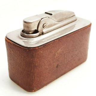 Tcw,  Eos " Cigarette Lighter Table Petrol Leather Covered Vintage 1950s Austria