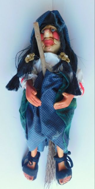 Vintage Kasma Flying Witch Porcelain Doll Figurine Hand Crafted 14 "