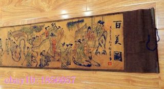 Silk Paper Pretty Chinese Ancient Painting 1 Hundred Women Scroll 百美图