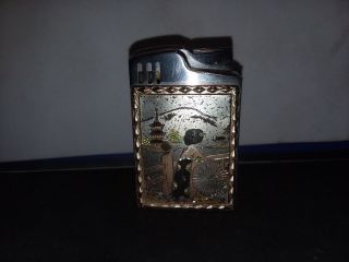 Vintage Oriental Japanese Lighter With Wind - Up Music Box Collectible