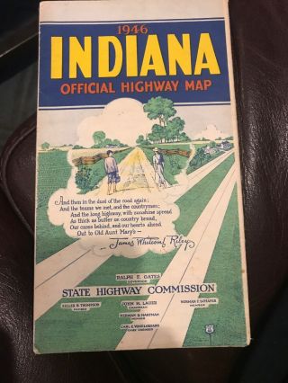 1946 Indiana Official Highway Map State Issue