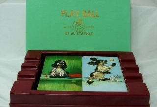 Vintage Al Staehle Double Deck Cocker Spaniel Dogs Play Ball Playing Cards