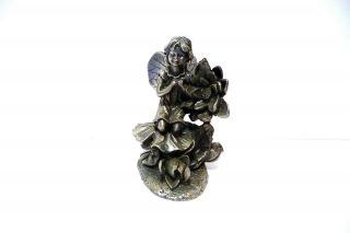 Pewter Ganz Figurine Of A Fairy With A Large Flower