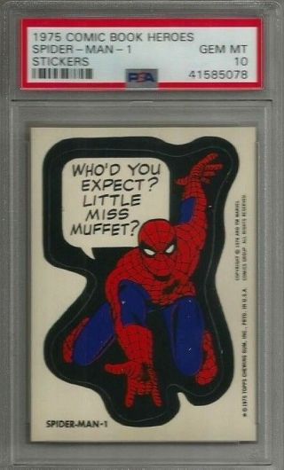 1975 Topps Comic Book Heroes Spiderman - 1 Psa 10 Gem Sticker Non - Sport Card