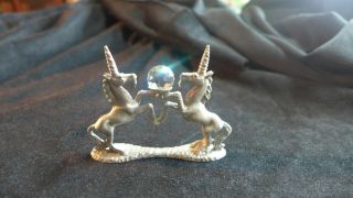 Spoontiques Pewter Unicorn Pair Figurine Crystal Ball Double M523 Mythical Horse