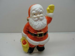 Vintage Small Plastic Light Up Santa Claus Blow Mold 13 1/2 " Tall